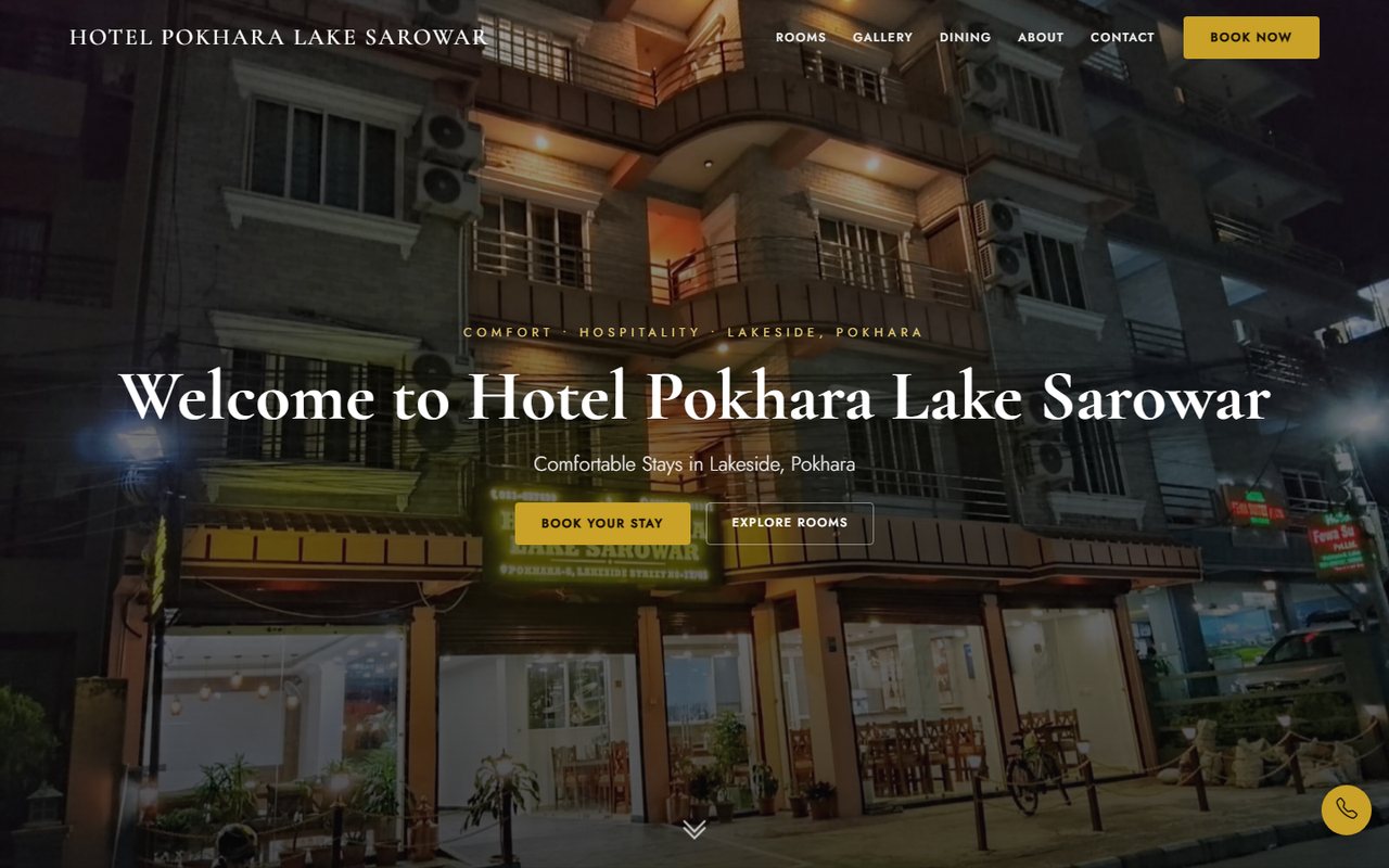 Hotel Pokhara Lake Sarowar - Complete Hotel Management System & Website